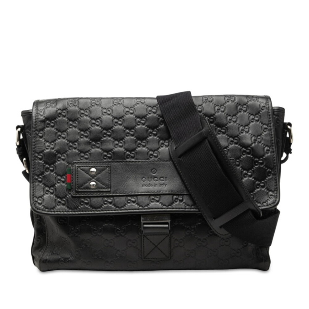 Gucci Guccissima Shoulder Bag Messenger 246067 Black Leather Women's GUCCI